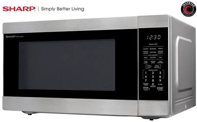 Alt view image 3 of 7 - SHARP Countertop Microwave Oven with Removable 16.5" Carousel Turntable, 1200 Watt, 2.2 Cubic Feet, Stainless Steel