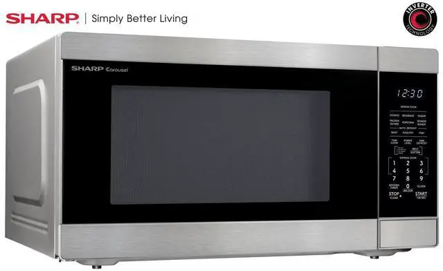 Alt view image 4 of 7 - SHARP Countertop Microwave Oven with Removable 16.5" Carousel Turntable, 1200 Watt, 2.2 Cubic Feet, Stainless Steel