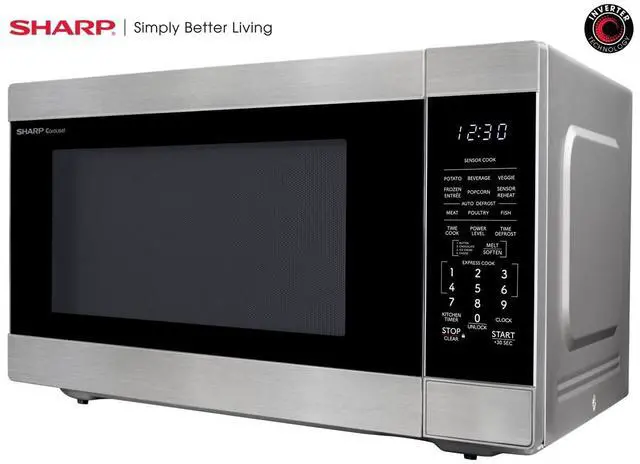 Alt view image 6 of 7 - SHARP Countertop Microwave Oven with Removable 16.5" Carousel Turntable, 1200 Watt, 2.2 Cubic Feet, Stainless Steel