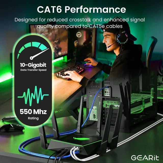 Alt view image 4 of 7 - GEARit Cat 6 Ethernet Cable Pack - 20-Pack 25 ft Cat6 Ethernet Patch Cables | RJ45 Network Patch Cable, 10 Gbps Snagless Gold-Plated Connectors - Ethernet Cable Cat 6 for PC, TV, Router - Blue