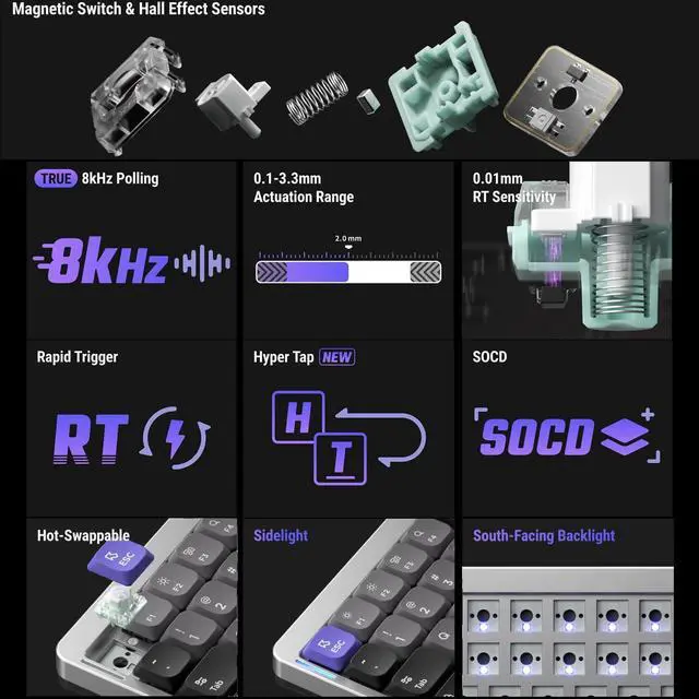 Alt view image 3 of 7 - nuphy Air75 HE Rapid Trigger Wired Custom Magnetic Gaming Keyboard,RGB HotSwap, 84 Keys 75% Layout Adjustable Actuation Esports Low-Profile Hall Effect Keyboard (Magnetic Jade Switch)
