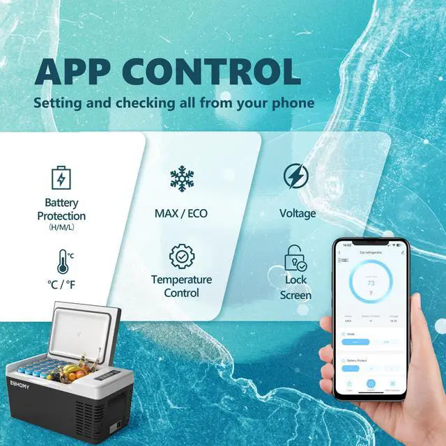 Alt view image 2 of 7 - 12 Volt Refrigerator, 19QT(18L) Compressor Electric Cooler APP Control, Car Fridge -4~68, Portable Refrigerator 12/24V DC 110-240V AC, Portable Freezer for Camping, Boat, Travel
