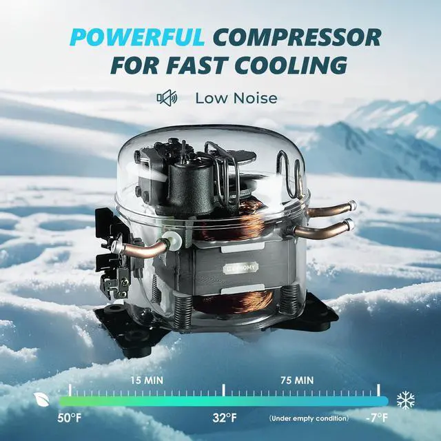 Alt view image 4 of 7 - 12 Volt Refrigerator, 19QT(18L) Compressor Electric Cooler APP Control, Car Fridge -4~68, Portable Refrigerator 12/24V DC 110-240V AC, Portable Freezer for Camping, Boat, Travel