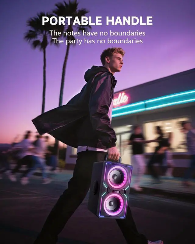 Alt view image 3 of 7 - Large Bluetooth Speaker: 240W Peak Powerful Loud Sound with Deep Bass, 15H Playtime, Fast Charge, TWS, Portable Wireless Speakers for Outdoor, Party, Beach, Backyard, Home, Outside (Black)