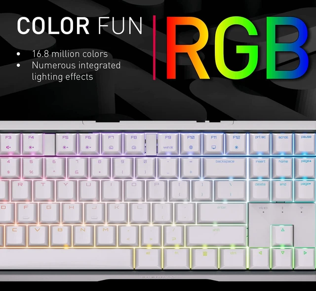 Alt view image 5 of 6 - MX 3.0S Wireless, Mechanical Gaming Keyboard, Bluetooth, 2.4 GHz & Wired Mode, RGB Lighting, Aluminum Housing, Rechargeable, MX RED Switches, White