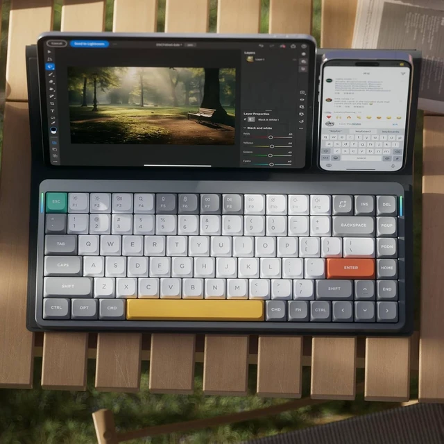 Alt view image 2 of 7 - Air75 V2 Portable 75% Mechanical Keyboard,Wireless Keyboard,Supports Bluetooth/2.4G/USB-C RGB Gaming Keyboards,Compatible with Windows/Mac OS/Linux Systems Grey-Gateron Aloe Switch