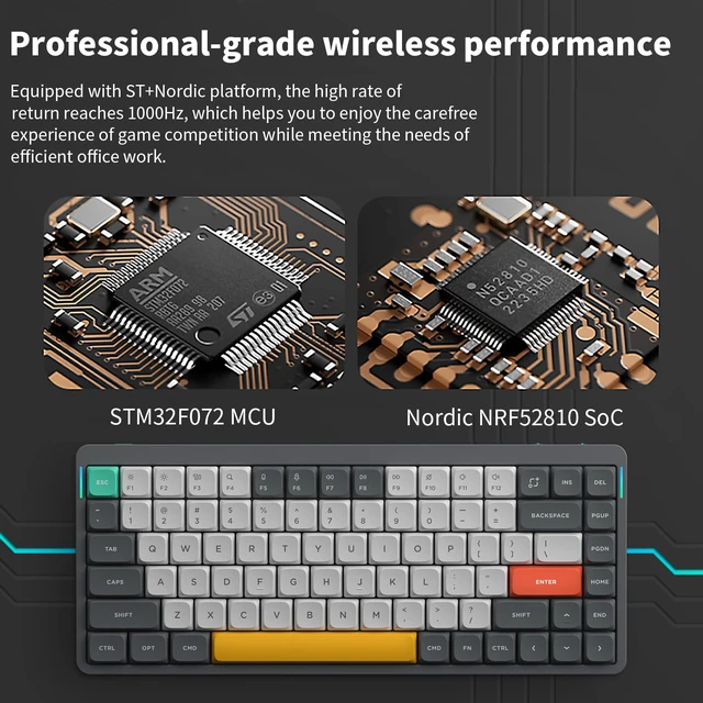 Alt view image 5 of 7 - Air75 V2 Portable 75% Mechanical Keyboard,Wireless Keyboard,Supports Bluetooth/2.4G/USB-C RGB Gaming Keyboards,Compatible with Windows/Mac OS/Linux Systems Grey-Gateron Aloe Switch