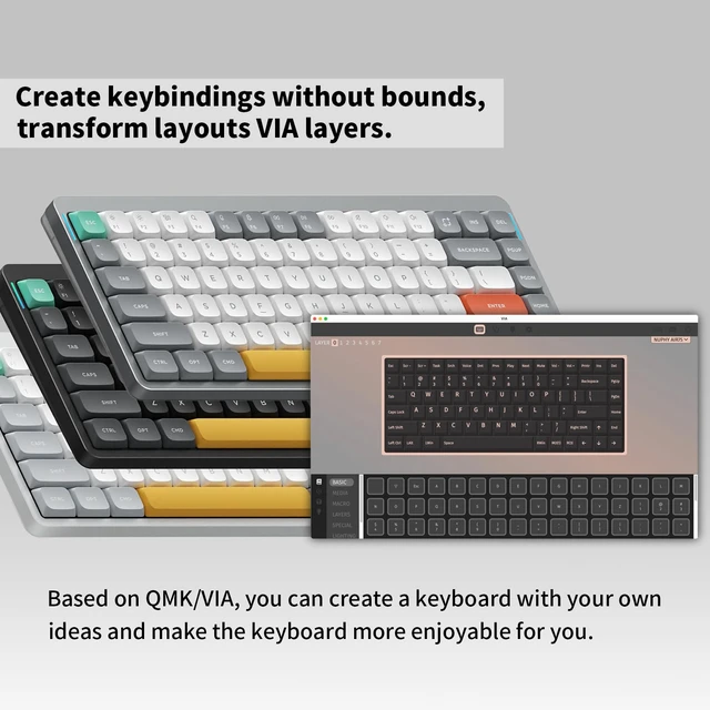 Alt view image 7 of 7 - Air75 V2 Portable 75% Mechanical Keyboard,Wireless Keyboard,Supports Bluetooth/2.4G/USB-C RGB Gaming Keyboards,Compatible with Windows/Mac OS/Linux Systems Grey-Gateron Aloe Switch