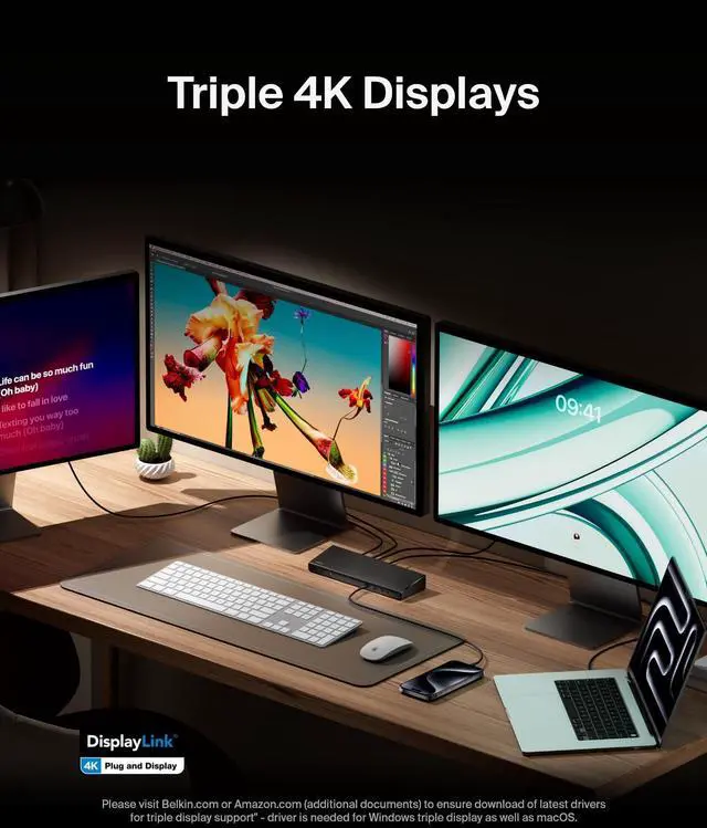 Alt view image 16 of 20 - Belkin Universal USB-C Triple Display Docking Station HDMI DisplayPort INC007TTB