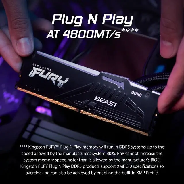 Alt view image 3 of 7 - Kingston Fury Beast RGB 32GB 6000MT/s DDR5 CL30 Desktop Memory | AMD Expo | Plug N Play | Single Module | KF560C30BBEA-32