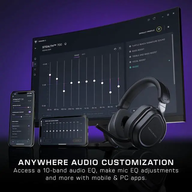 Alt view image 4 of 7 - Turtle Beach Stealth 700 Gen 3 Wireless Multiplatform Amplified Gaming Headset for PC, PS5, PS4, Mobile 24-bit Audio, 60mm Drivers, High-Bandwidth Microphone, Bluetooth, 80-Hr Battery Black