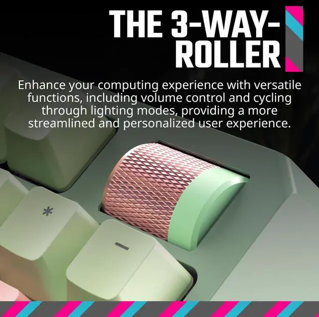 Alt view image 6 of 7 - MK770 Macaron Wireless Mechanical RGB Gaming Keyboard, Kailh Box V2 Click White Switches, Gasket Structure, Hot-Swappable, Bluetooth|2.4GHz, Tactile 3-Way Dial, QWERTY (MK-770-MCKW1-US)