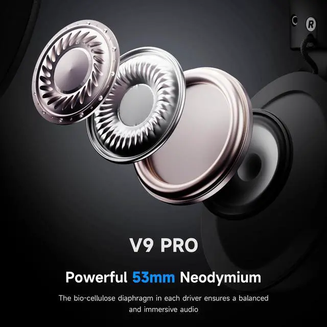 Alt view image 2 of 7 - MCHOSE V9 PRO Wireless Gaming Headset 7.1 Surround Sound for PS5 PS4 PC SWITCH TOPSPEED Gaming Headphones with Noise Canceling Mic, 250Hr Battery, Low 15ms Latency, Lightweight, BT 5.3 FPS Games Black