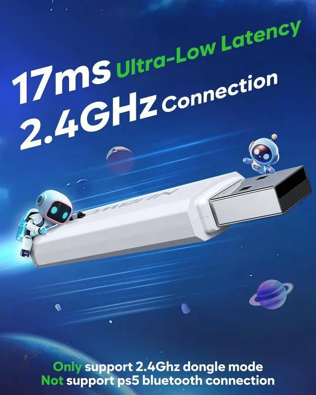 Alt view image 4 of 7 - G06 Pro Wireless Gaming Headset with Charging Station for Headset & PS5 Controller, 17ms Low Latency, 120H Battery Life, Dynamic 50mm Drivers-White (Only Compatible with PS5)