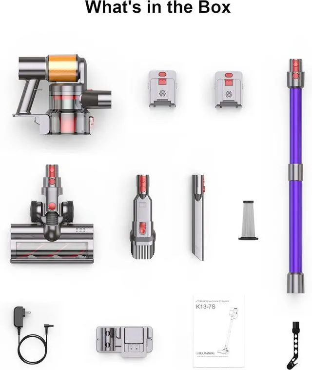 Alt view image 5 of 7 - Cordless Vacuum Cleaner, 2 Batteries 120 Mins Runtime 45Kpa 550W, Stick Vacuum with Anti-Tangle Design, Self-Standing, Vacuum Cleaners for Home, Hardwood Floor, Carpet, Pet Hair