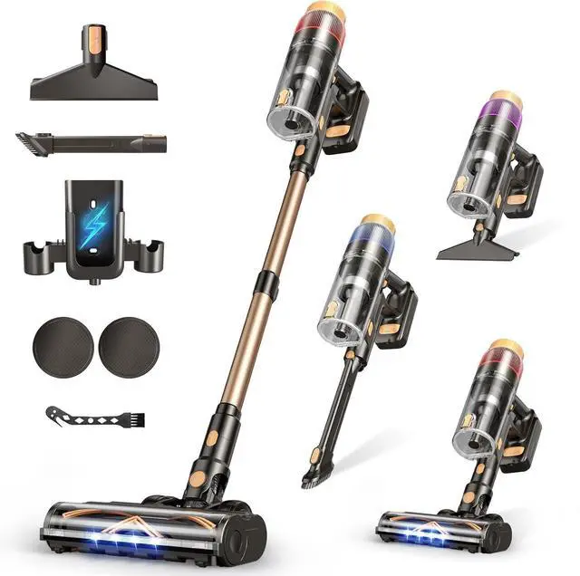 Main image of Cordless Vacuum Cleaner, 580W 48KPA 70 Mins Vacuum Cleaners for Home, Self-Standing Stick Vacuum with Wall Mount Charge, Touch Screen, Ultra High-Power Brush for Pet Hair/Plush Carpet/All Floor