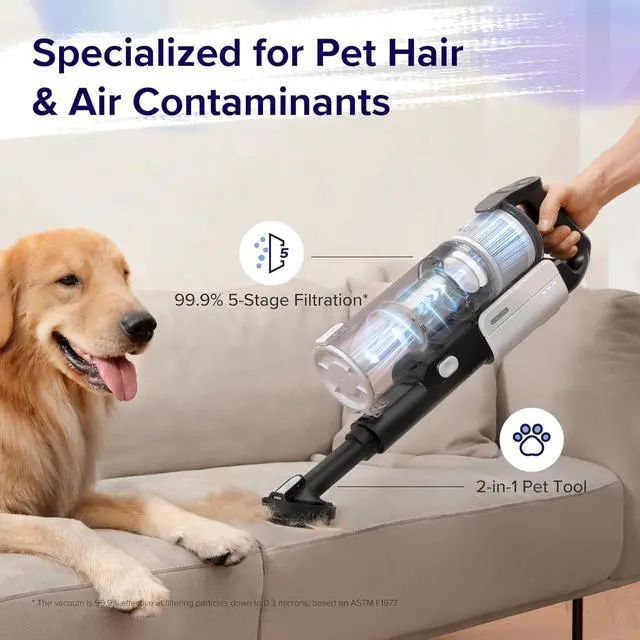 Alt view image 5 of 7 - LEVOIT Cordless Vacuum Cleaner, Stick Vac with Tangle-Resistant Design, Up to 50 Minutes, Powerful Suction, Rechargeable, Lightweight, and Versatile for Carpet, Hard Floor, Pet Hair, LVAC-200