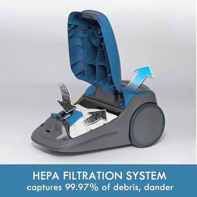 Alt view image 4 of 6 - Kenmore BC3005 Pet Friendly Lightweight Bagged Canister Vacuum Cleaner with Extended Telescoping Wand, HEPA, 2 Motors, Retractable Cord, and 4 Cleaning Tools, Blue