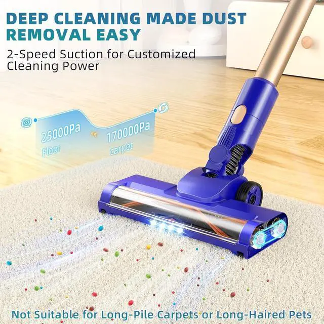 Alt view image 2 of 7 - Cordless Vacuum Cleaner, 180° Bendable Wand Stick Vacuum Cleaners with Touch Screen, 8-in-1 Vacuum with Lightweight Rechargeable Battery, Longlasting Runtime for Home Hard Floor Low-Pile Carpet