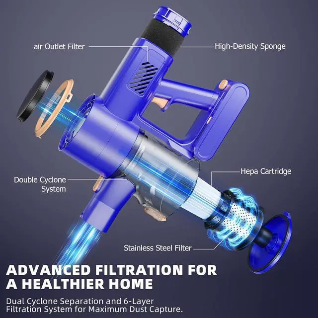 Alt view image 5 of 7 - Cordless Vacuum Cleaner, 180° Bendable Wand Stick Vacuum Cleaners with Touch Screen, 8-in-1 Vacuum with Lightweight Rechargeable Battery, Longlasting Runtime for Home Hard Floor Low-Pile Carpet