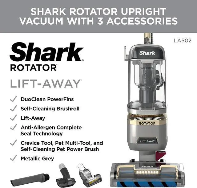 Alt view image 6 of 7 - Shark | Upright Vacuum Cleaner for Home | Rotator Lift-Away | No Hair Wrap | HEPA Filter | Lightweight Bagless Vacuum for Pet Hair | LED Headlights For Carpets & Hardwood Floors | Silver | LA502