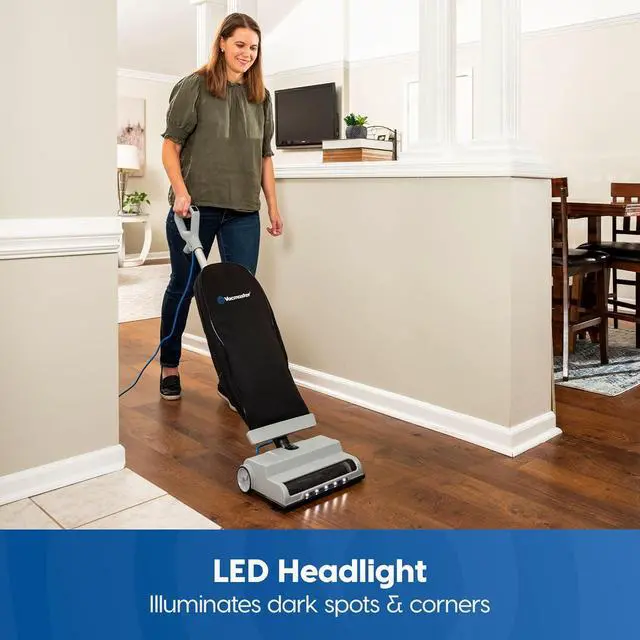 Alt view image 5 of 6 - Vacmaster UB0402 Commercial Vacuum Cleaner Ultra-Lightweight 14L Capacity Bagged Upright Vac with LED Headlight and 2-Speed Setting Powerful Suction for Pets, Carpets & Hard Floor
