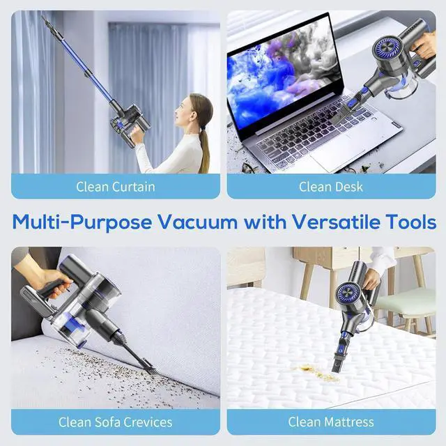 Alt view image 5 of 7 - Cordless Vacuum Cleaner, Vacuum Cleaner for Home with 80000 RPM High-Speed Brushless Motor, Up to 40 Mins Runtime, 2 Adjustable Suction, Anti-Tangle, Lightweight Stick Vacuum for Hard Floor