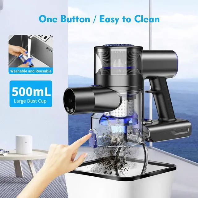 Alt view image 6 of 7 - Cordless Vacuum Cleaner, Vacuum Cleaner for Home with 80000 RPM High-Speed Brushless Motor, Up to 40 Mins Runtime, 2 Adjustable Suction, Anti-Tangle, Lightweight Stick Vacuum for Hard Floor