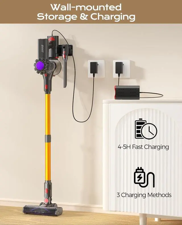 Alt view image 6 of 7 - Cordless Vacuum Cleaner, 45Mins Powerful Vacuum Cleaners for Home, Lightweight Stick Vacuum Cordless with Advanced Green Light Tech, Rechargeable Battery Vacuum for Carpet,Pet Hair,Hardwood Floor