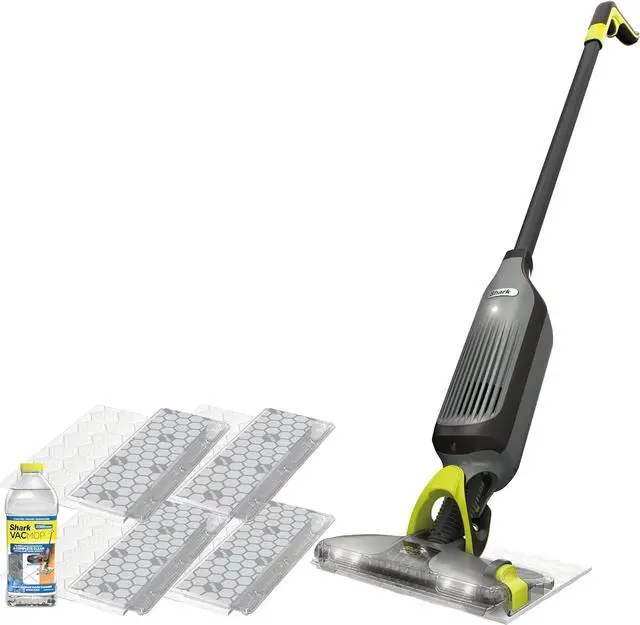 Main image of Shark VACMOP Cordless Hard Floor Cleaner, Vacuum and Spray Mop, Powerful Suction, Lightweight, LED Headlights, Includes 4 Disposable Pads, 12oz Multi-surface Cleaning Solution, Gray, VM252
