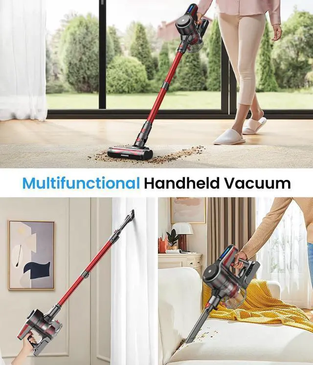 Alt view image 7 of 7 - Cordless Vacuum Cleaner, Stick Vacuum with Powerful Suction, 45Mins Runtime Vacuum Cleaners for Home, Anti-tangle and 1.5L Dust Cup, 6 in 1 Lightweight Vacuum for Hardwood Floor Carpet Pet Hair
