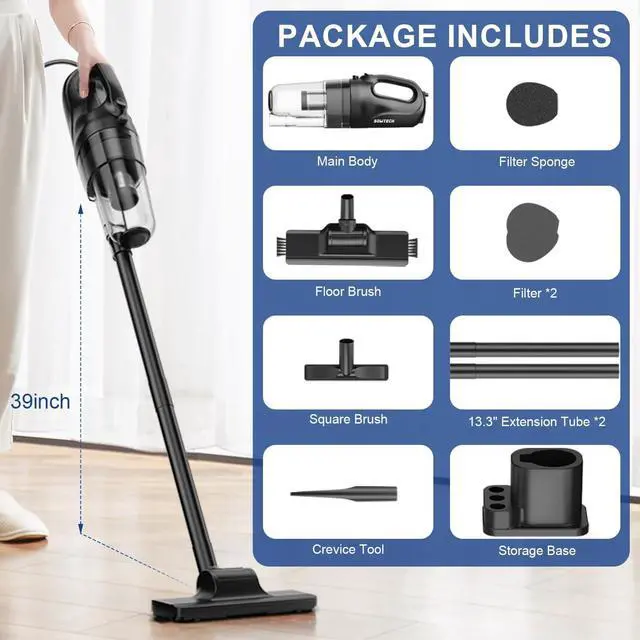 Alt view image 7 of 7 - Corded Vacuum Cleaners 20Kpa Powerful Suction Ultra-Light Stick Vacuum for Hard Floor Pet Hair Vacuum
