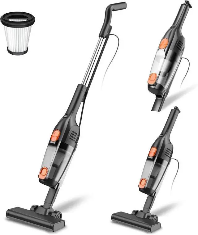 Main image of Corded Stick Vacuum Cleaner, 20000pa Powerful Suction Stick Vacuum with 16Ft Cord, 2 in 1 Lightweight Vacuum Cleaner for Hard Floor Pet Hair - Orange