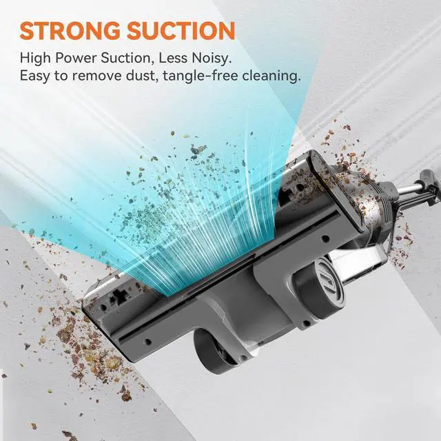 Alt view image 6 of 7 - Corded Stick Vacuum Cleaner, 20000pa Powerful Suction Stick Vacuum with 16Ft Cord, 2 in 1 Lightweight Vacuum Cleaner for Hard Floor Pet Hair - Orange