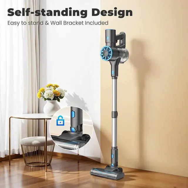 Alt view image 2 of 7 - Cordless Stick Vacuum Cleaner with Self-Standing, 8-in-1 Vacuum Cleaners for Home, Lightweight Powerful Vacuum with LED Screen, Rechargeable Vacuum for Carpet, Pet Hair, Hardwood Floors