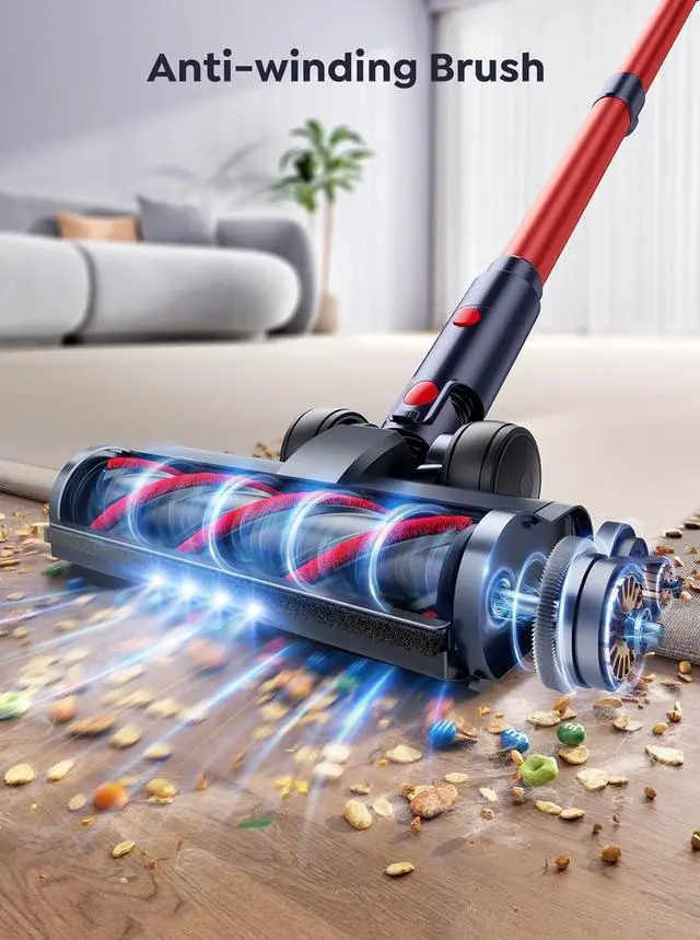 Alt view image 7 of 7 - Cordless Vacuum Cleaner, 600W 50Kpa 65Mins Vacuum Cleaners for Home, Stick Vacuum with Self-Standing, Touch Screen, Vacuum Cleaner with Charging Station for Hard Floor Carpet Car Pet