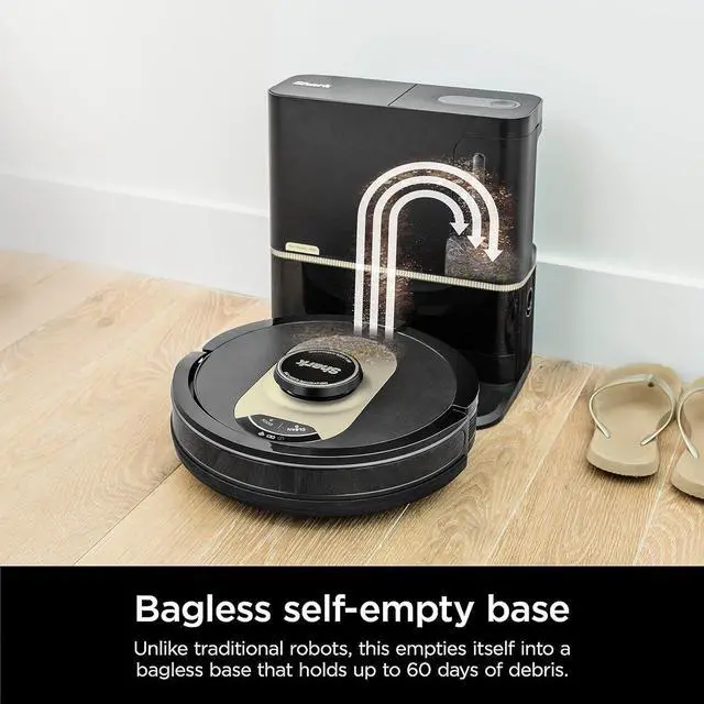 Alt view image 3 of 7 - Shark AV2501AE AI Robot Vacuum with XL HEPA Self-Empty Base, Bagless, 60-Day Capacity, LIDAR Navigation, Perfect for Pet Hair, Compatible with Alexa, Wi-Fi Connected, Carpet & Hard Floor, Black