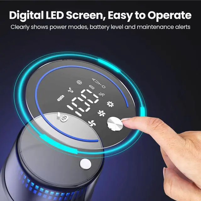 Alt view image 6 of 7 - V25 Cordless Vacuum Cleaner, 680W 60Kpa Powerful Stick Vacuum with Dust Sensor, Digital Display, 4000mAh Rechargeable Battery up to 60Mins, Versatile for Pet Hair, Floor, Carpet (Royal)