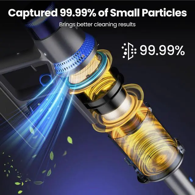 Alt view image 7 of 7 - V25 Cordless Vacuum Cleaner, 680W 60Kpa Powerful Stick Vacuum with Dust Sensor, Digital Display, 4000mAh Rechargeable Battery up to 60Mins, Versatile for Pet Hair, Floor, Carpet (Royal)