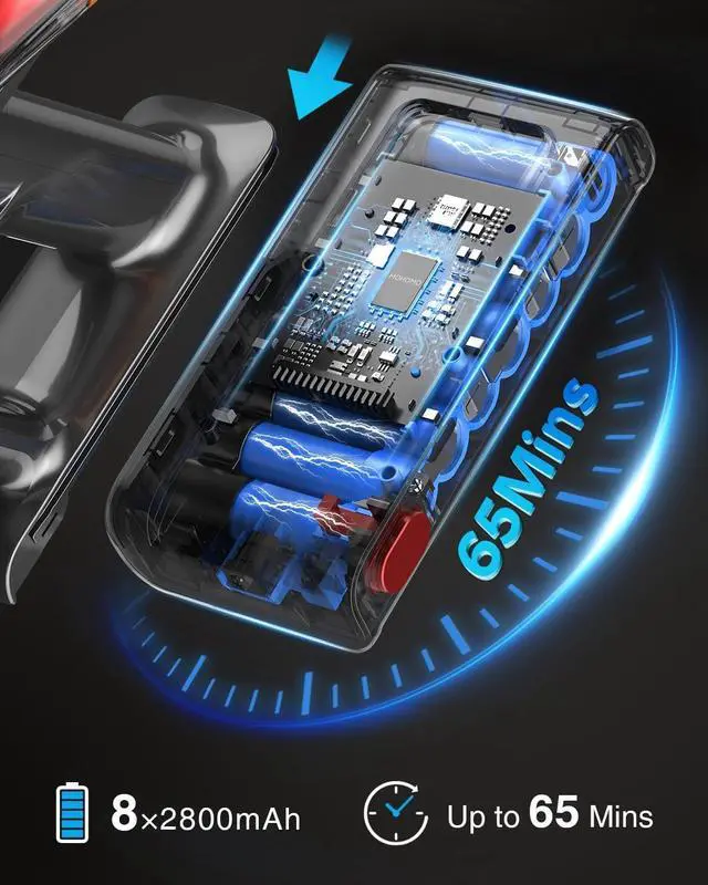 Alt view image 3 of 7 - Cordless Vacuum Cleaner,48000Pa/580W/65Mins Vacuum Cleaners for Home,Self-Standing Stick Vacuum with Anti-Tangle Brush & OLED Touch Screen,Vacuum Cleaner for Hardwood Floors and Carpet,Pet Hair,Car