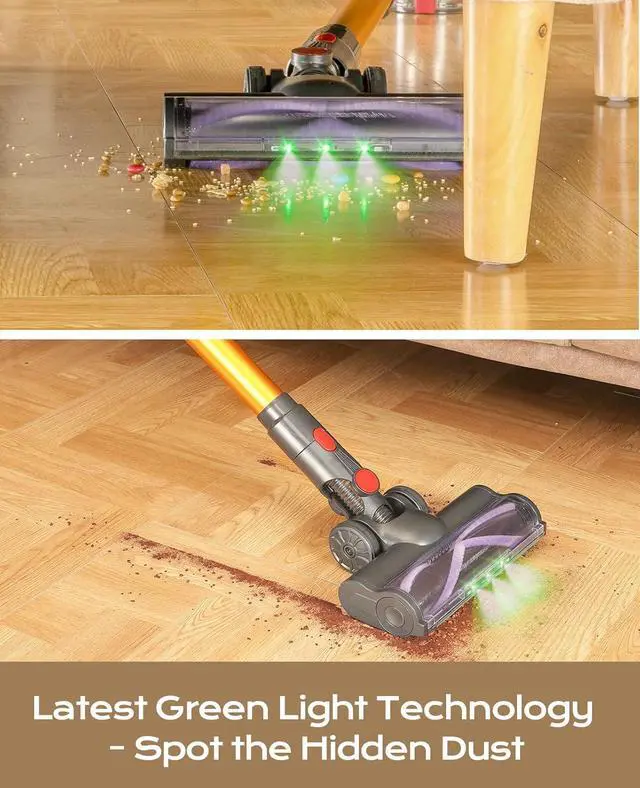 Alt view image 4 of 7 - Cordless Vacuum Cleaner, 45Mins Powerful Vacuum Cleaners for Home, Lightweight Stick Vacuum Cordless with Advanced Green Light Tech, Rechargeable Battery Vacuum for Carpet,Pet Hair,Hardwood Floor