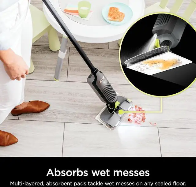 Alt view image 5 of 7 - Shark VACMOP Cordless Hard Floor Cleaner, Vacuum and Spray Mop, Powerful Suction, Lightweight, LED Headlights, Includes 4 Disposable Pads, 12oz Multi-surface Cleaning Solution, Gray, VM252