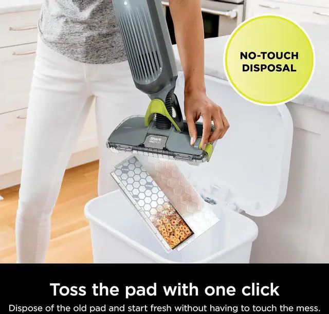 Alt view image 7 of 7 - Shark VACMOP Cordless Hard Floor Cleaner, Vacuum and Spray Mop, Powerful Suction, Lightweight, LED Headlights, Includes 4 Disposable Pads, 12oz Multi-surface Cleaning Solution, Gray, VM252