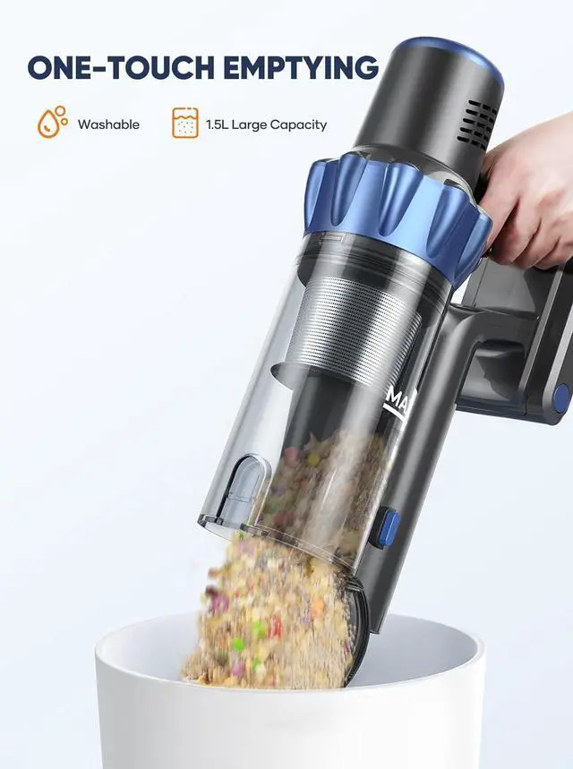 Alt view image 6 of 7 - Cordless Vacuum Cleaner, 45KPA 550W Vacuum Cleaners for Home, Stick Vacuum with Color Touch Display, Intelligent Auto Mode, Up to 60Mins, Handheld Vacuum Cleaners for Hardwood Floor Carpet Pet Hair