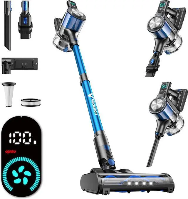 Main image of Cordless Vacuum Cleaner, 8-in-1 Cordless Stick Vacuum Cleaner with 3 Suction Modes, Up to 45mins Runtime, Rechargeable, Self-Standing, Wireless Vacuum Cleaners for Home Pet Hair Carpet Car Hard Floor