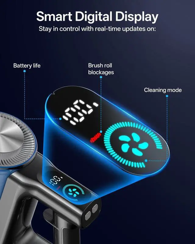 Alt view image 3 of 7 - Cordless Vacuum Cleaner, 8-in-1 Cordless Stick Vacuum Cleaner with 3 Suction Modes, Up to 45mins Runtime, Rechargeable, Self-Standing, Wireless Vacuum Cleaners for Home Pet Hair Carpet Car Hard Floor