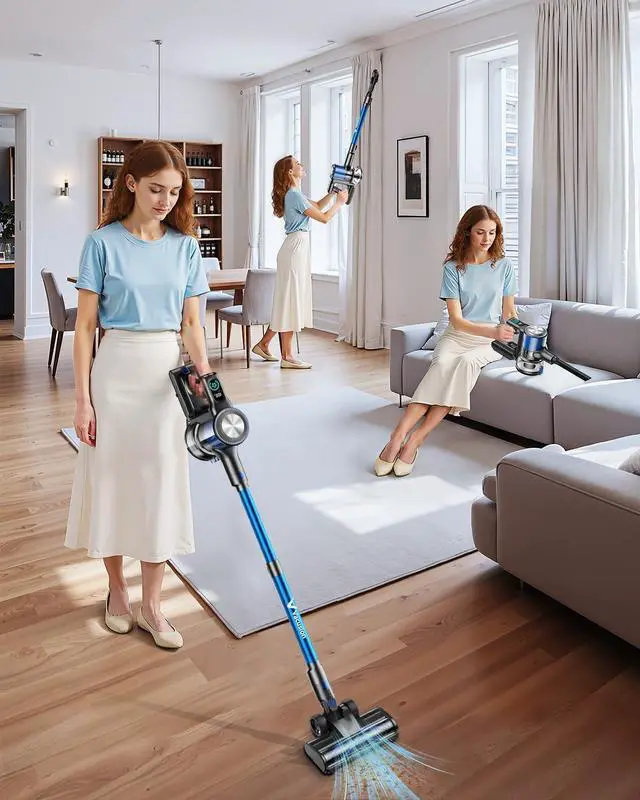 Alt view image 4 of 7 - Cordless Vacuum Cleaner, 8-in-1 Cordless Stick Vacuum Cleaner with 3 Suction Modes, Up to 45mins Runtime, Rechargeable, Self-Standing, Wireless Vacuum Cleaners for Home Pet Hair Carpet Car Hard Floor