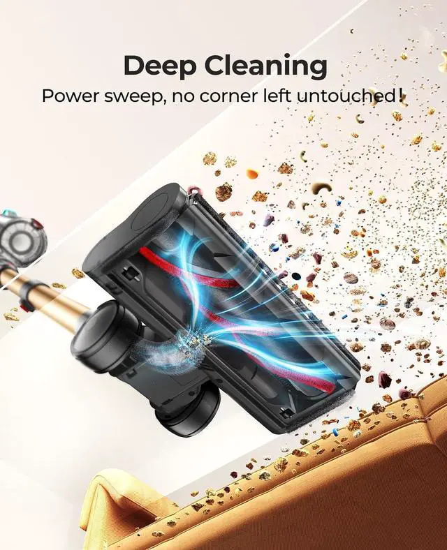 Alt view image 5 of 7 - Cordless Vacuum Cleaner 580W/48Kpa, Stick Vacuum Cleaners 65 Mins Max Runtime with Charging Dock, Self-Standing Handheld Vacuum with Touch Display, 6-in-1 Vacuum Cleaner for Carpet/Hard Floor/Pet Hair