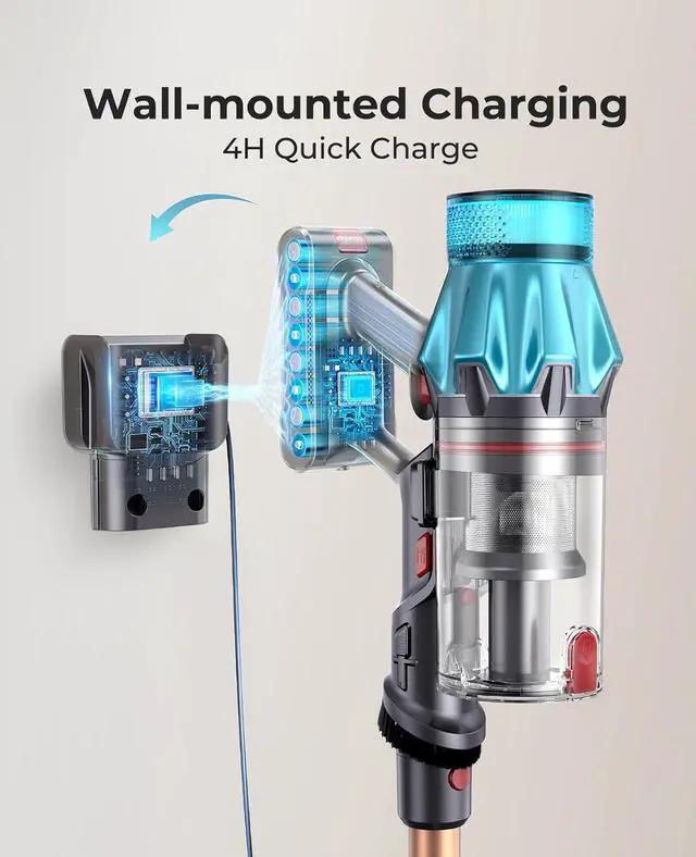 Alt view image 7 of 7 - Cordless Vacuum Cleaner 580W/48Kpa, Stick Vacuum Cleaners 65 Mins Max Runtime with Charging Dock, Self-Standing Handheld Vacuum with Touch Display, 6-in-1 Vacuum Cleaner for Carpet/Hard Floor/Pet Hair