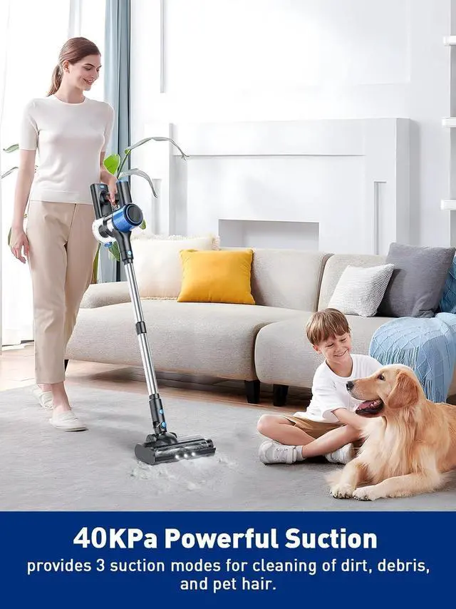 Alt view image 2 of 7 - Cordless Vacuum Cleaner, 8 in 1 Powerful Suction Lightweight Vacuum Cleaner for Home, LED Display, 3 Suction Modes, 45Mins Detachable Battery Vacuum for Hard Floor Carpet Pet Hair